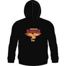 Load image into Gallery viewer, DROUIN FNC - HAWKS LOGO UNISEX FLEECE HOODIE - BLACK
