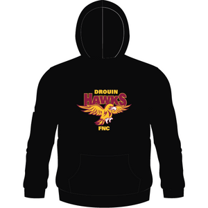 DROUIN FNC - HAWKS LOGO UNISEX FLEECE HOODIE - BLACK