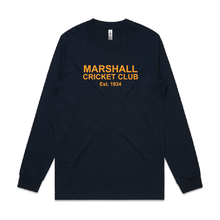 Load image into Gallery viewer, MARSHALL CC MENS GENERAL NAVY LONG SLEEVE TEE
